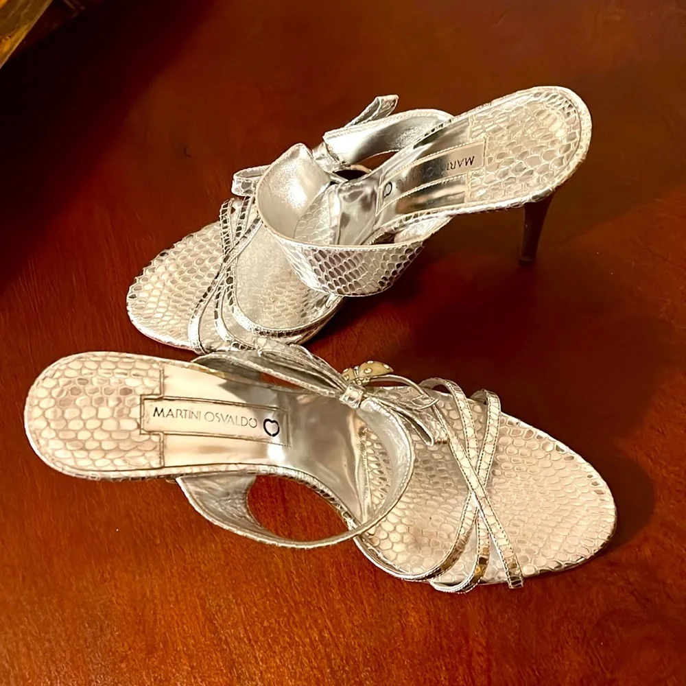 Martini Osvaldo. Silver High Heels Sandals. Size 38 or US 8
